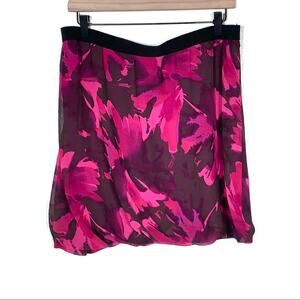 Loft pink floral straight bubble mini skirt size large petites LP